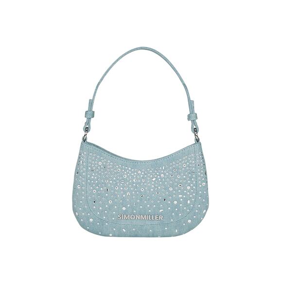 Simon Miller Mini Blue Cotton Sasi Crystal-Embellished Denim Shoulder Bag - Picture 1 of 6